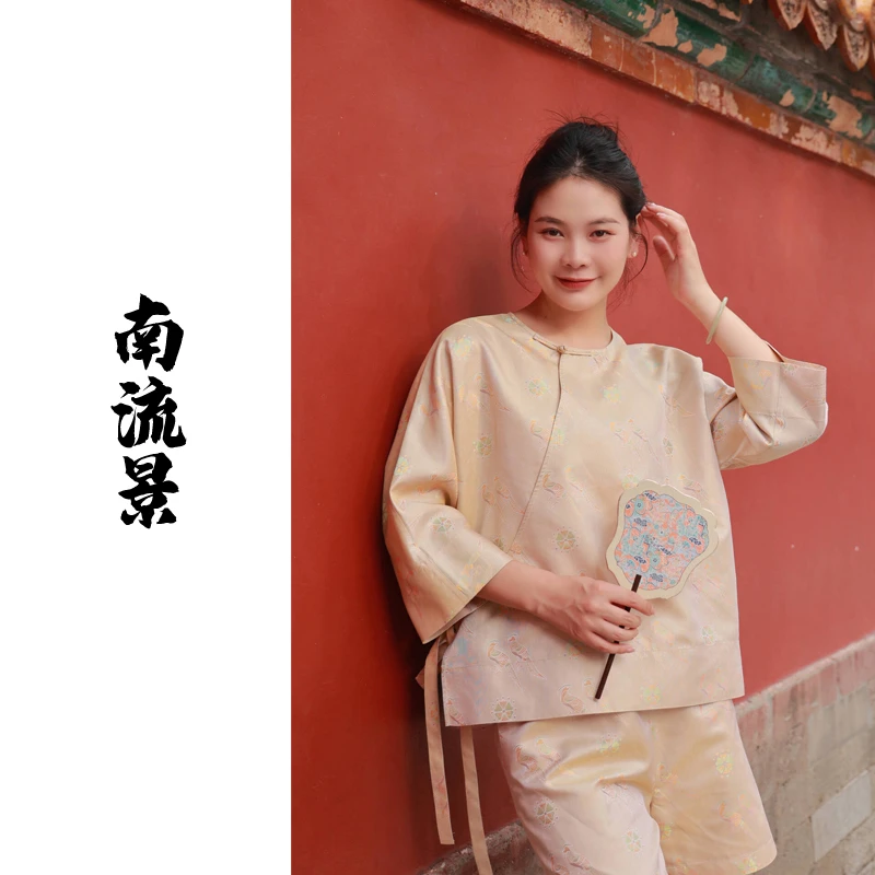 南流景.斜襟套头衫+短裤（24708734+24709735-日华）