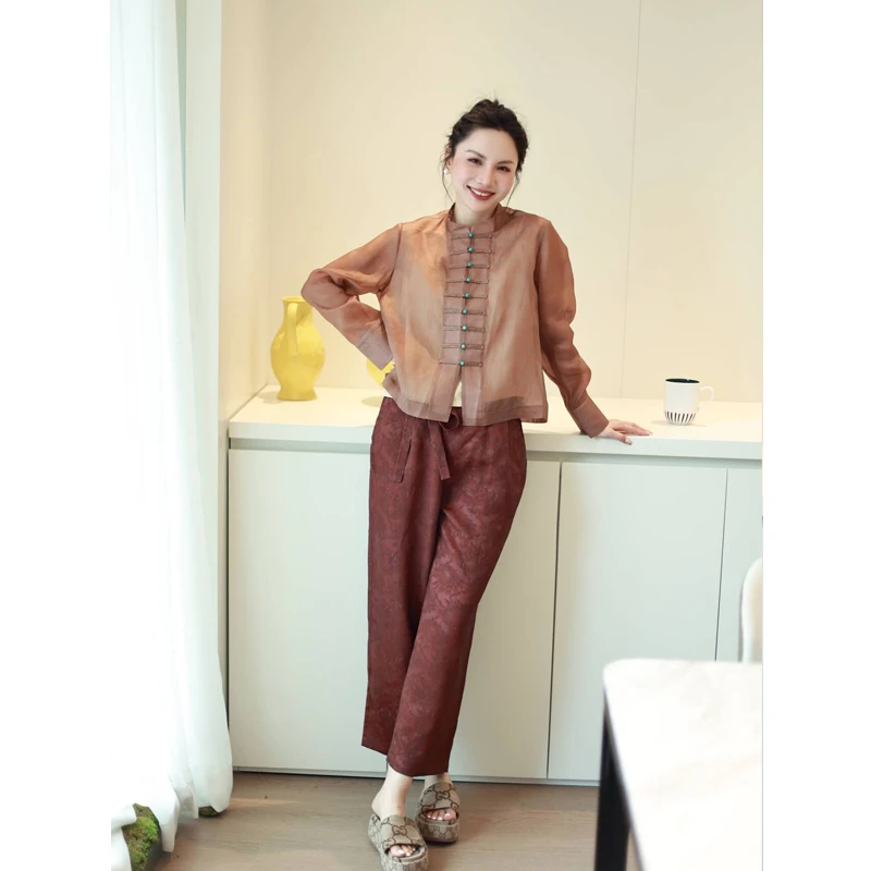 【抖音专属】直筒裤（23709349B-椒褐）