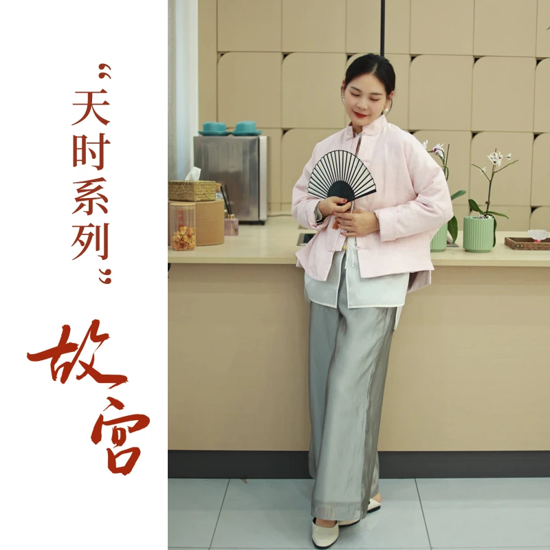 【门店同款】复古盘扣廓形棉服（22802115B-粉米）