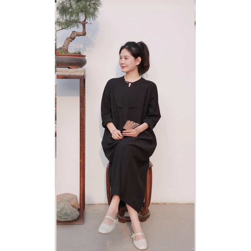 【线上专属】【光影流萤系列】圆领连衣裙（24707345-獭见）