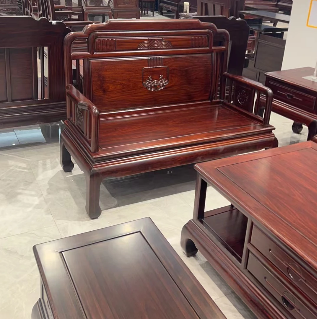 喜乐新中式实木沙发客厅家用别墅成套两用中户型大户型雕花