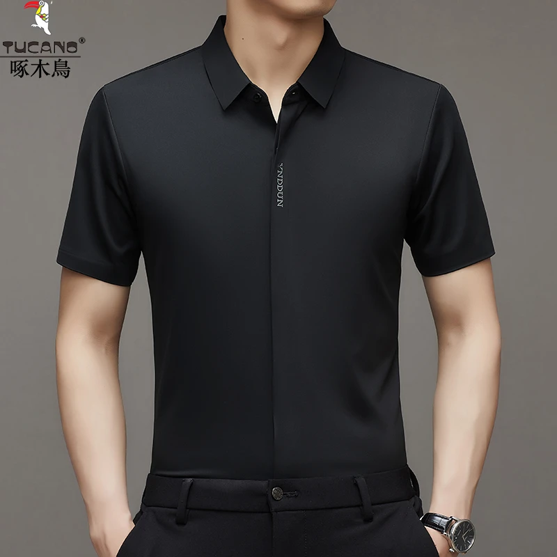TUCANO/啄木鳥夏季男士高档无痕免烫抗褶皱高弹透气亲肤短袖衬衣