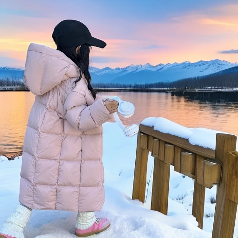 儿童羽绒服女童洋气百搭中长款加厚白鸭绒男童中大童小童长袖外套