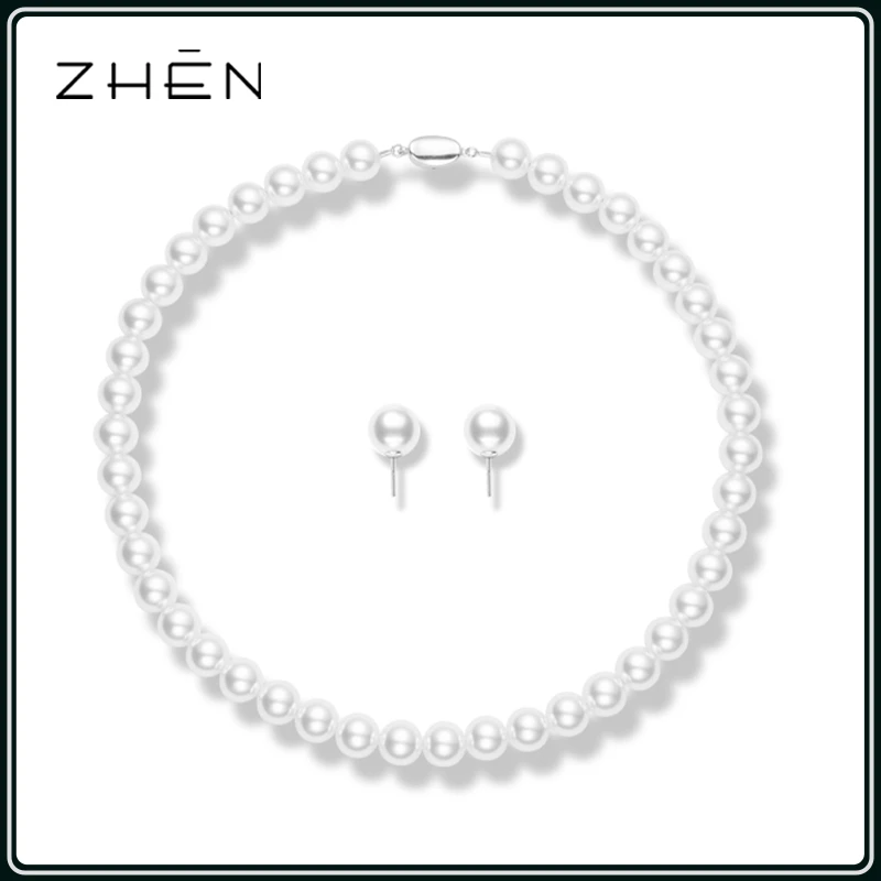 链子925银 【小富婆】10mm套装项链+耳钉大点位珠珠项链精致通勤
