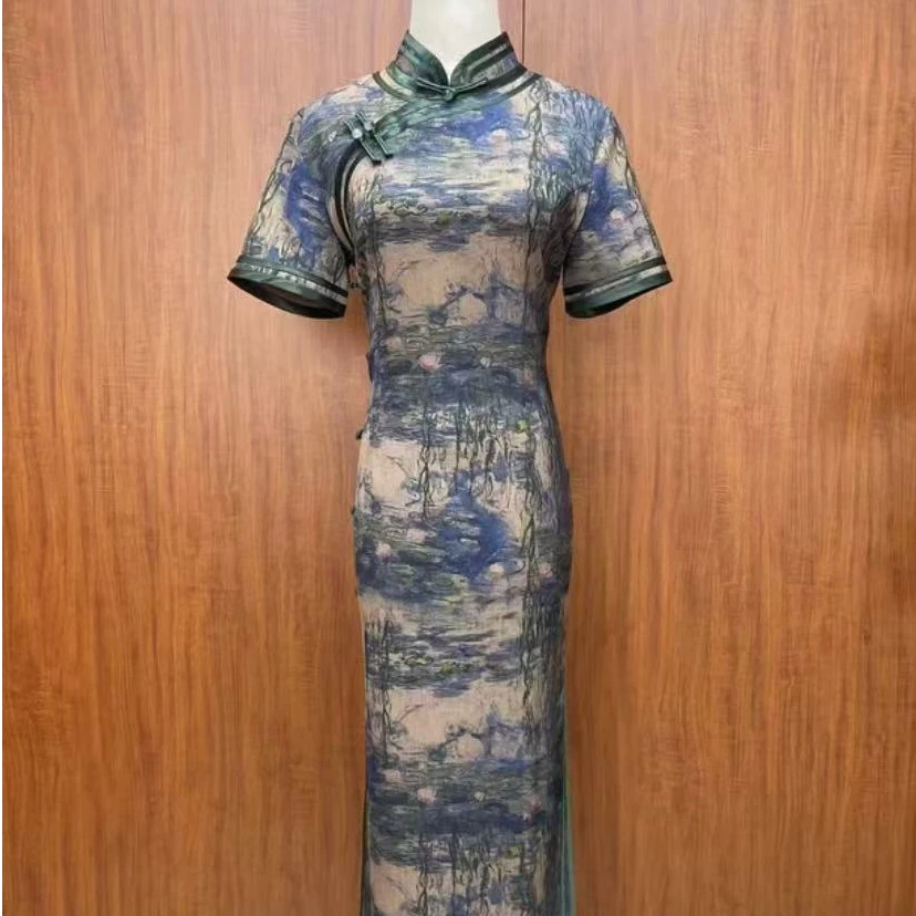 【河畔幽莲】2024新款复古修身气质优雅日常长款旗袍