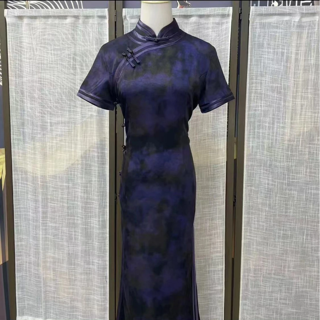 【情系罗兰】2024年夏季新款修身复古优雅大方长款淑女旗袍