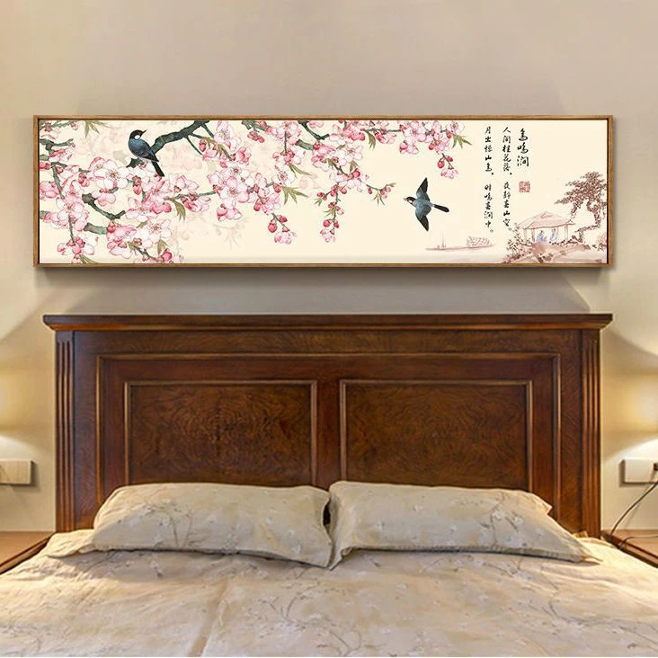 主卧床头画温馨卧室挂画客厅装饰画现代新中式背景墙画壁画大白墙