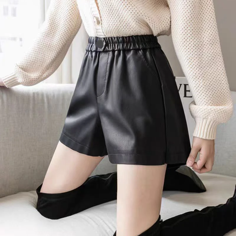 LMY 一粒扣皮短裤 #2537