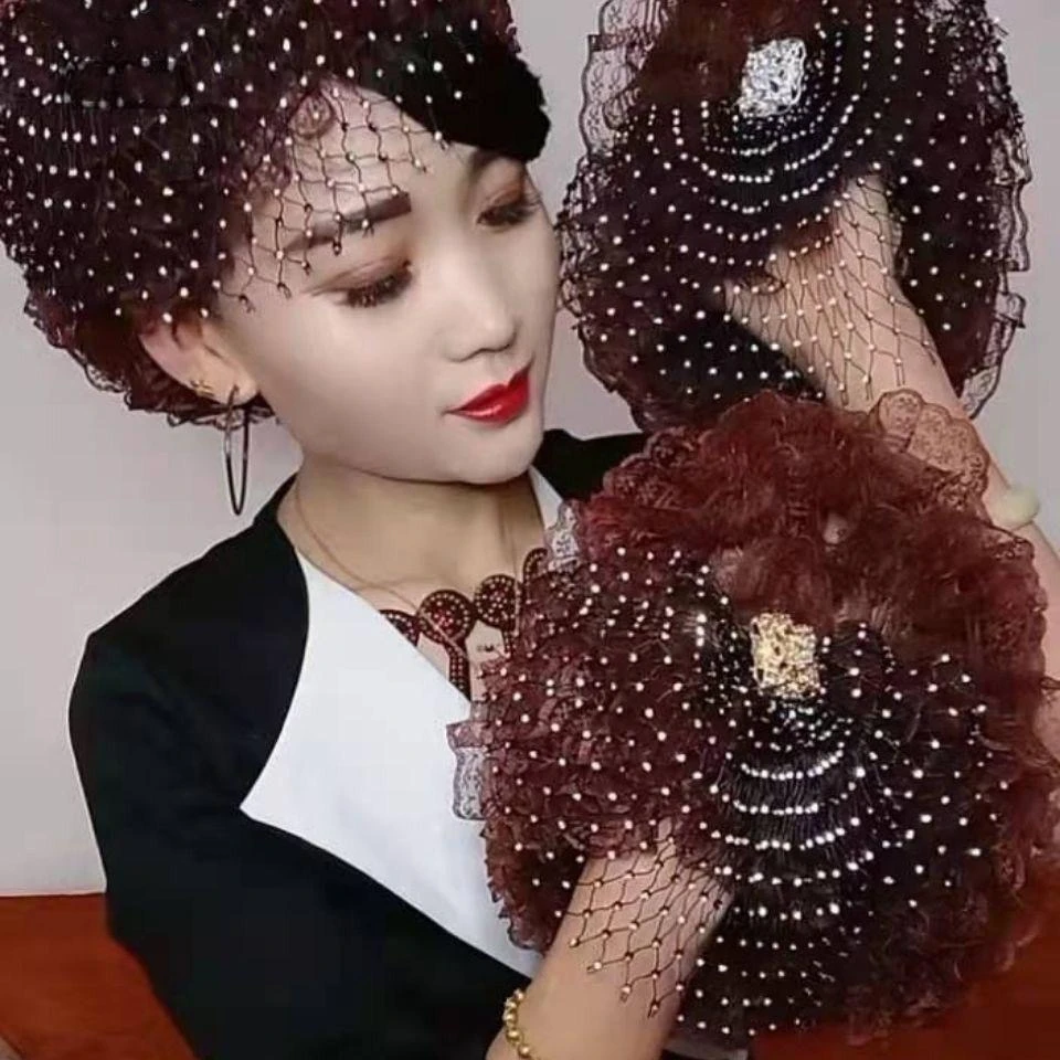 帽子女时尚蕾丝满天星帽子洋气百搭款包头帽收碎发遮白发帽子女