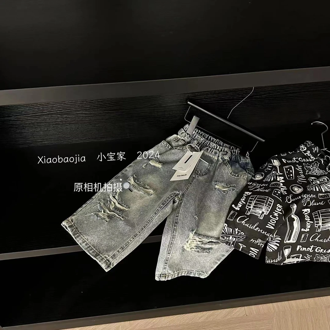 【现货48小时发】做旧磨破牛仔裤24180  2L （现货）直筒