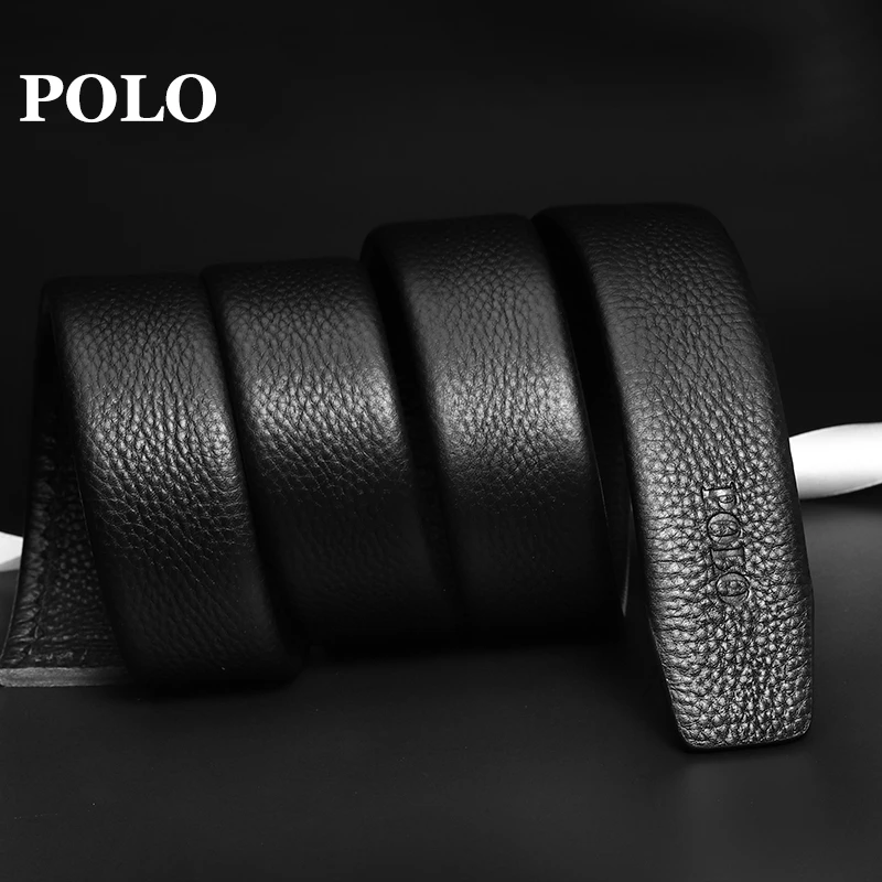 POLO带身【无扣头】头层牛皮腰带简约百搭裤带男士自动扣皮带配件
