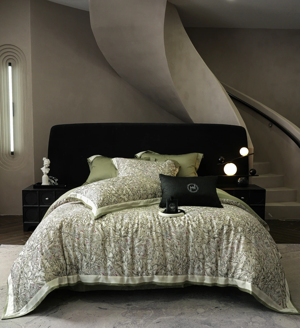 MN慕奈/专柜定制面料/天丝棉数码大版印花/四件套/波西花园