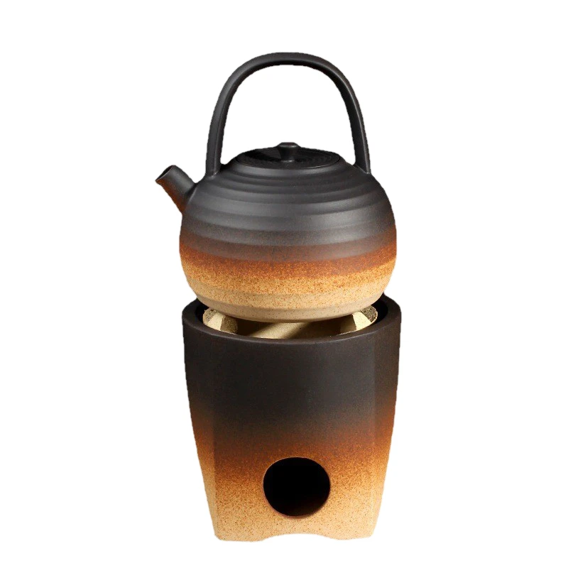 粗陶壶双色窑变炭炉煮茶器套装日式提梁壶耐热茶炉火炉电炭两用炉