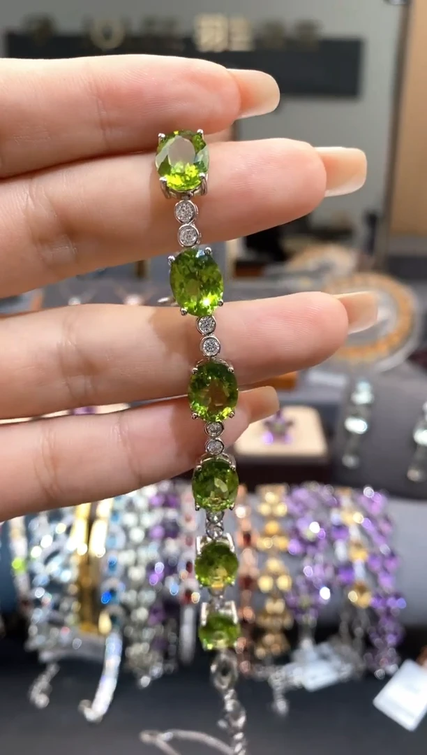 【闪购商品】橄榄石手链银S925镶嵌l***y橄榄石手链