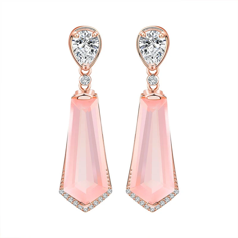 Jolee耳钉S925银粉水晶耳环彩色宝石轻奢耳坠饰品 送女士节日礼物