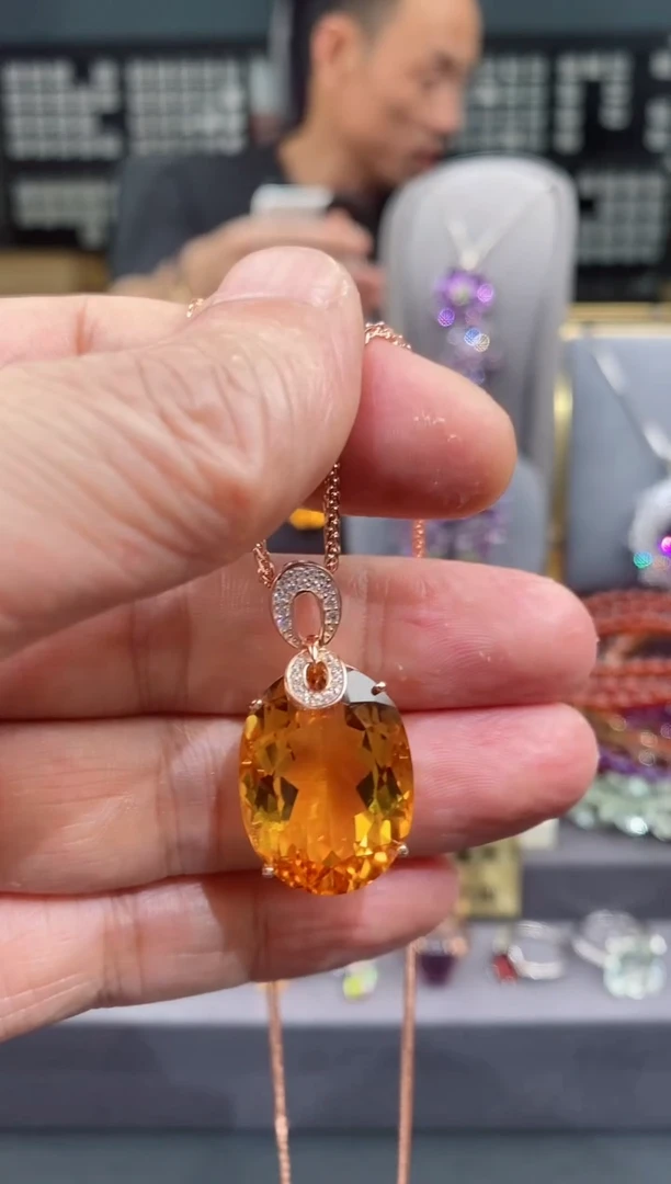【闪购商品】黄晶吊坠银S925镶嵌黄晶吊坠