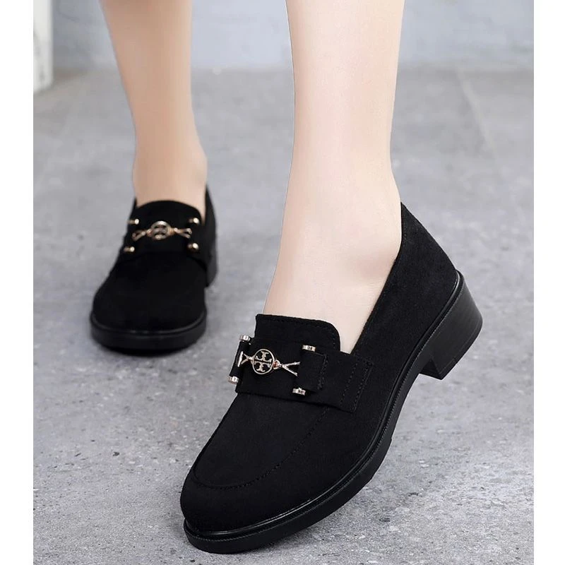 老北京布鞋女单鞋春秋季新款中跟乐福鞋上班工作鞋软底舒适不累脚