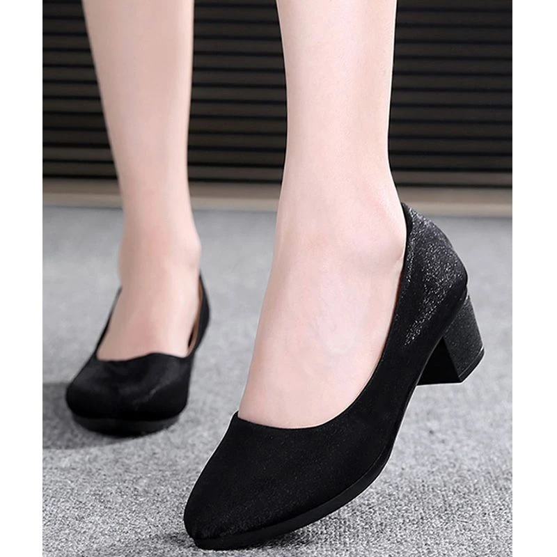 春秋季新款高跟软底舒适工作鞋空姐前台上班鞋女鞋不累脚的高跟鞋