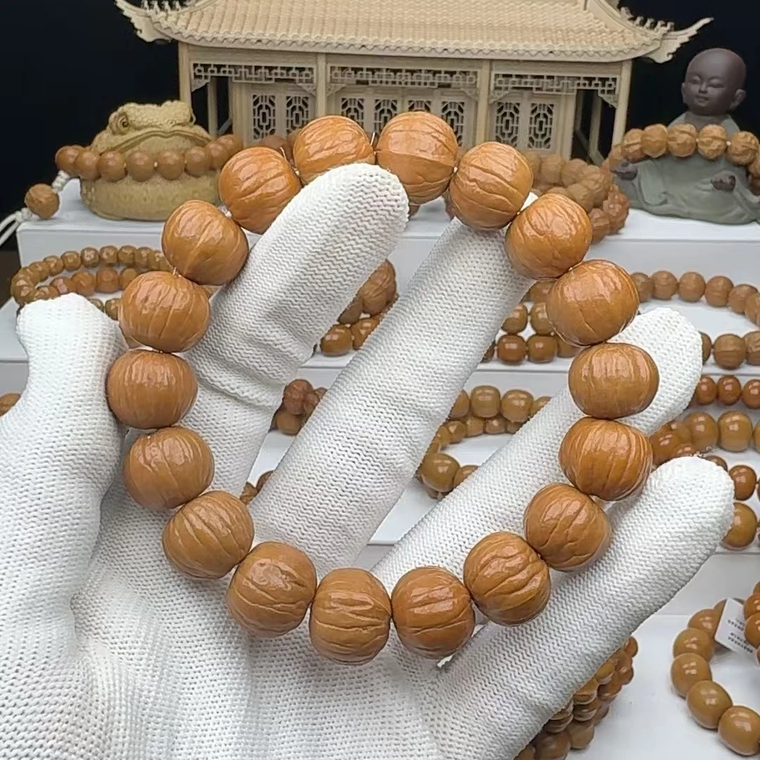 梵音出品-精品双鳍南瓜猴头手串，原皮原色，全品无暇