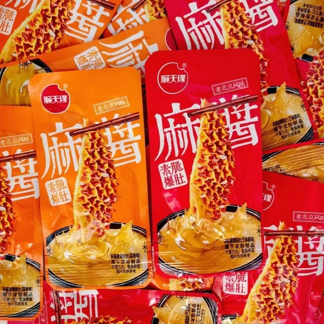 顺天缘魔芋爽麻酱素爆肚芝麻酱味蒜香味脆爽休闲大片毛肚整盒批发