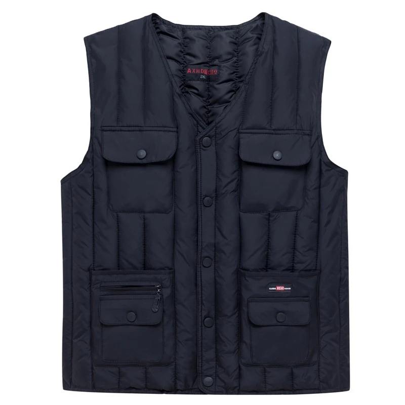 冬季中年男士丝棉马甲多兜中老年人坎肩保暖背心爸爸多口袋棉马夹