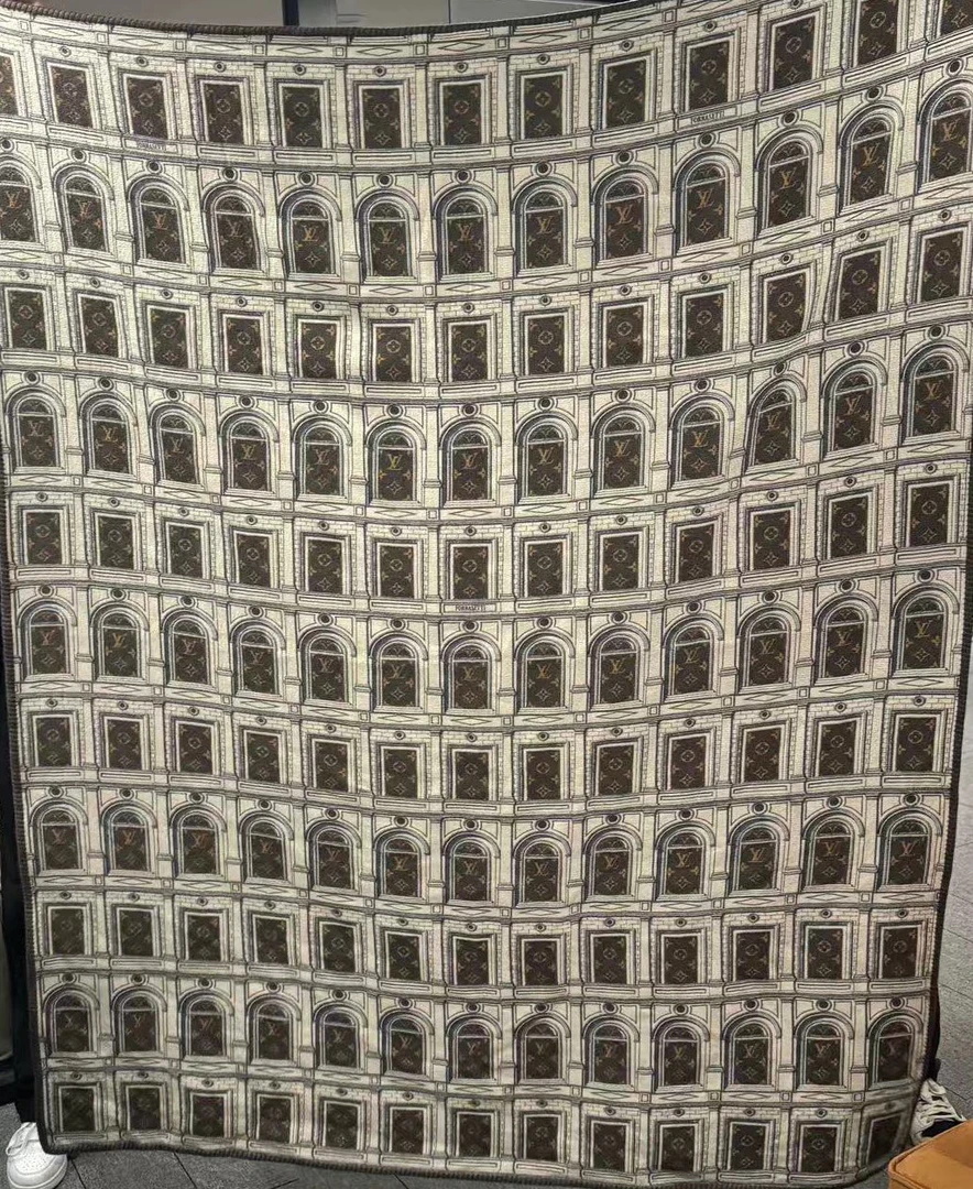 lv 路易威登 满印建筑羊毛 毛毯 140x200