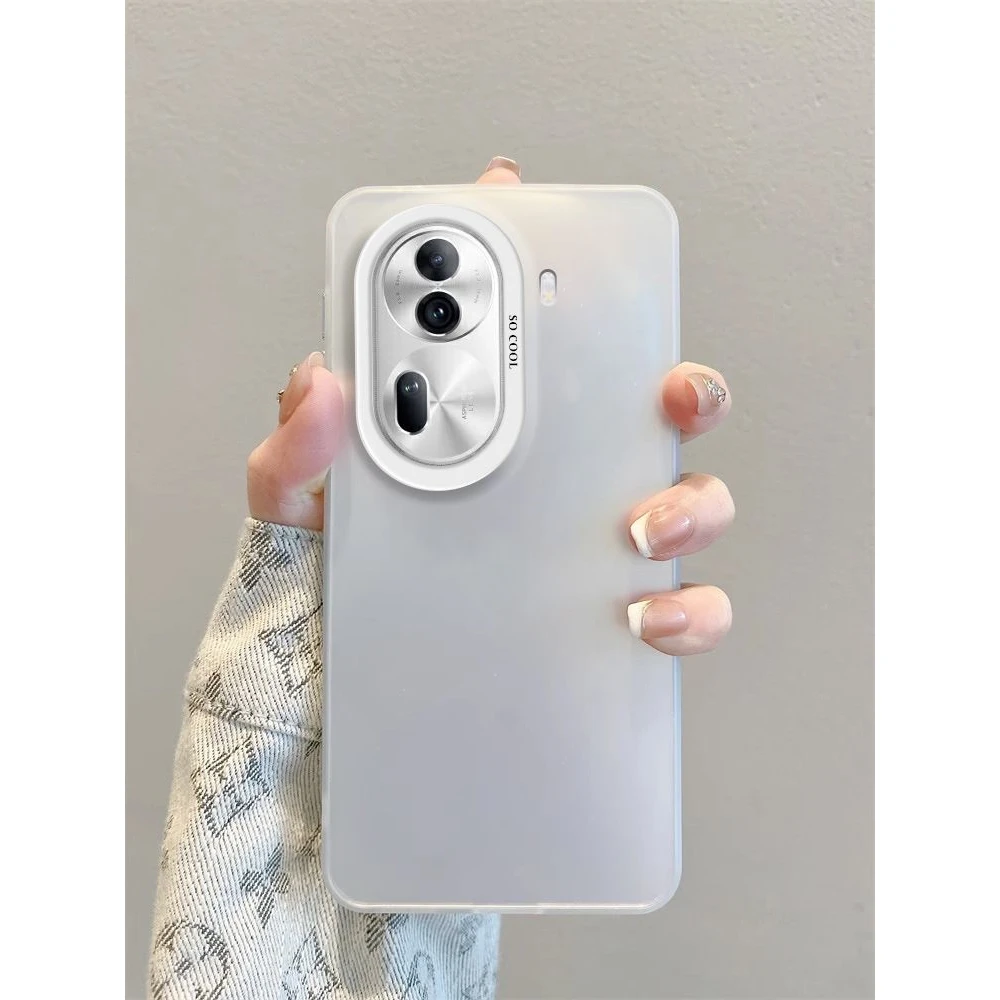 适用OPPOreno11手机壳新款reno11pro大孔彩银磨砂壳高级感简约ins