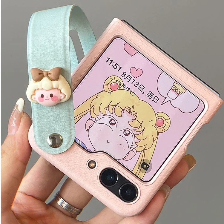 三星zflip5手机壳新折叠屏zflip4保护壳腕带手提折叠flip3小女孩