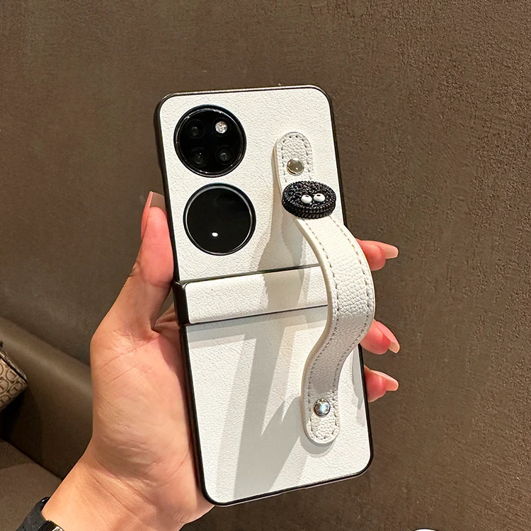 黑煤球饼干腕带适用华为P50pocket手机壳宝盒折叠屏卡通手提支架