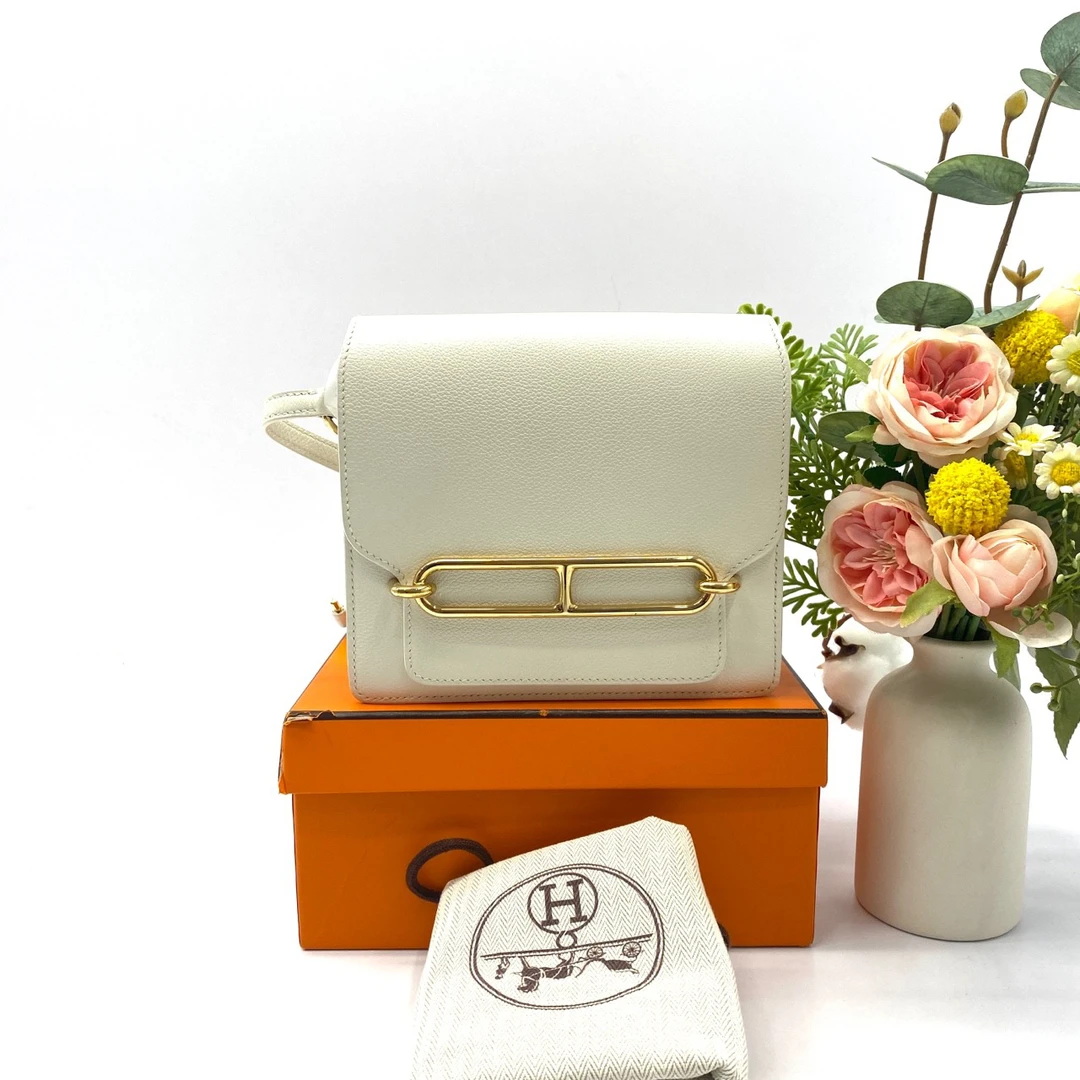 99新 Hermes/爱马仕 99新Roulis mini 猪鼻子包 牛皮金扣