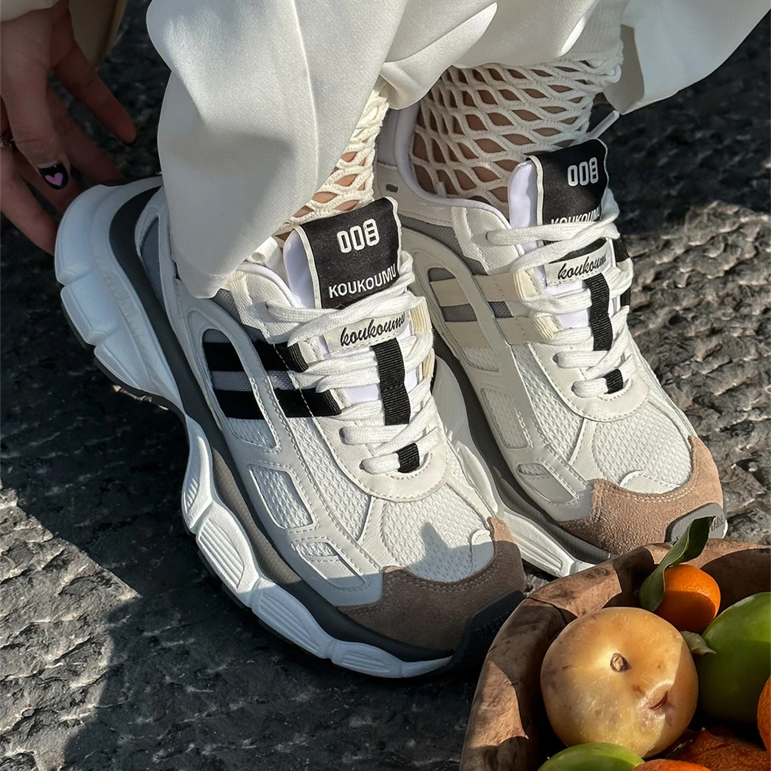 SGIRL TWTW2024年新款真皮网布透气百搭运动休闲鞋厚底老爹鞋女鞋