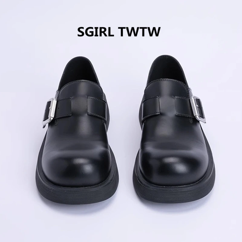 SGIRL TWTW2024春季新品真皮圆头皮带扣柔软百搭平底深口单鞋女鞋