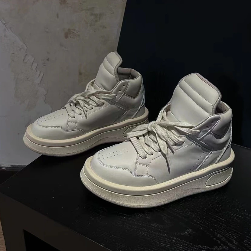 TWTW2024年新款真皮厚底百搭休闲时尚潮流运动休闲系带高帮鞋女鞋