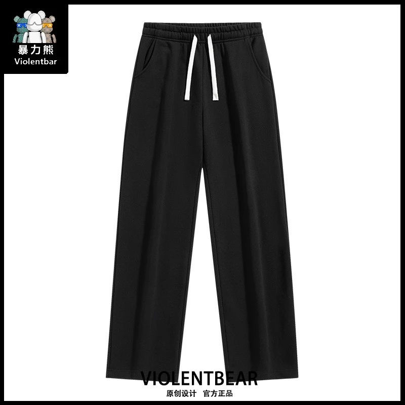 【暴力熊】高级感男装爆款卫裤直筒阔腿百搭运动裤休闲长裤男生穿搭