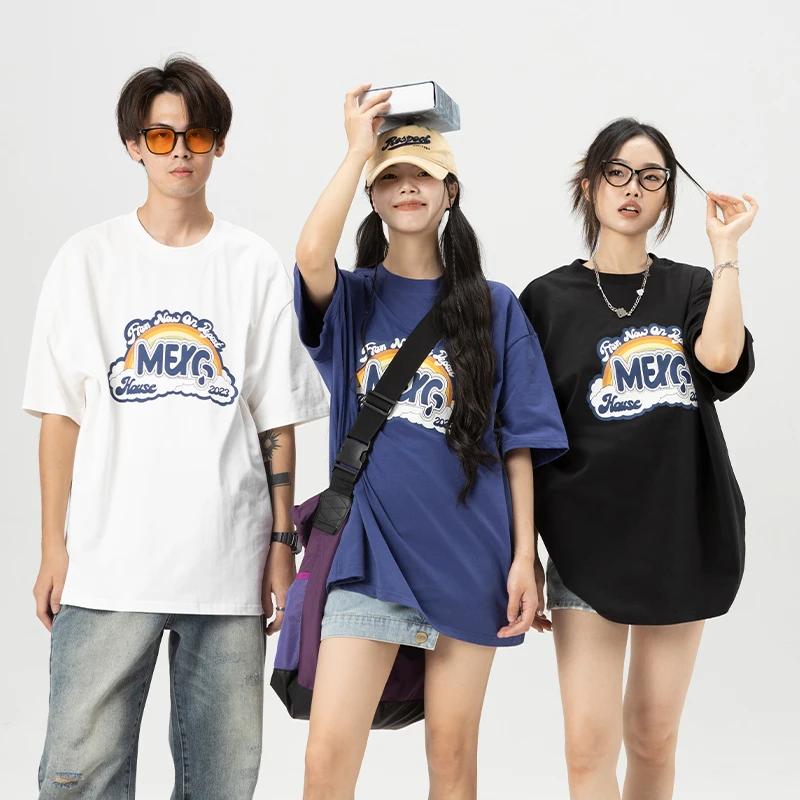 MEXG280g未知系列印花圆领落肩宽松短袖夏季轻女休闲百搭T恤0192