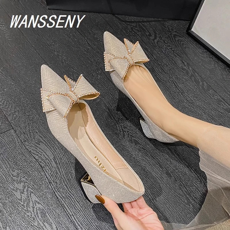 WANSSENY2025年配粗跟高跟鞋法式夏天穿裙子专用鞋子高跟鞋种草