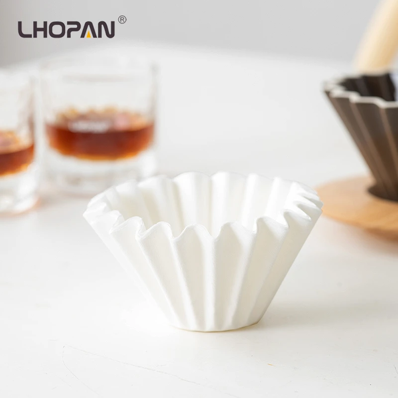 Lhopan陶瓷咖啡滤纸滴漏式手冲咖啡过滤纸蛋糕碗型过滤杯50片装