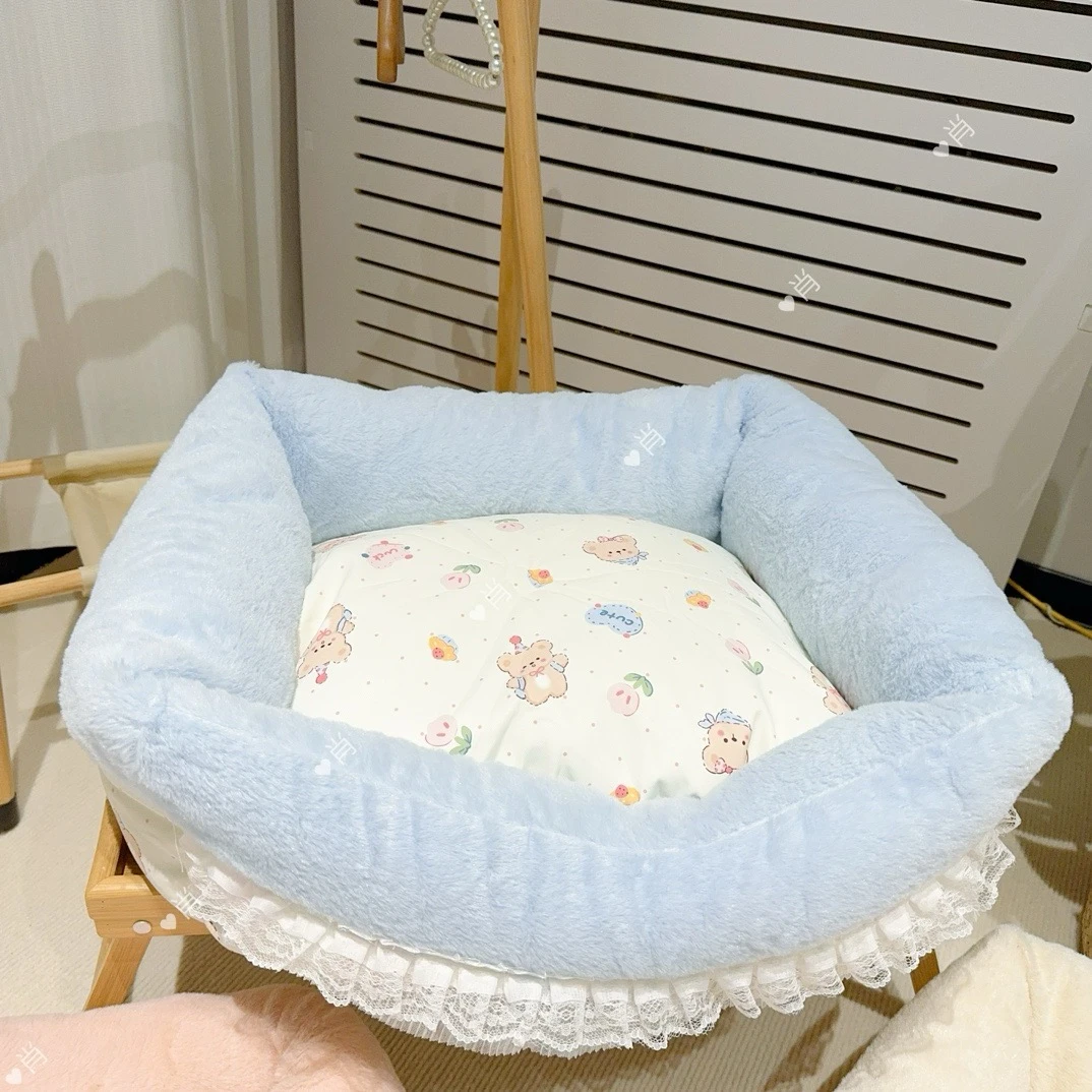 仿兔绒V形方窝沙发可拆洗狗窝猫窝秋冬保暖猫窝舒适约克马尔济斯