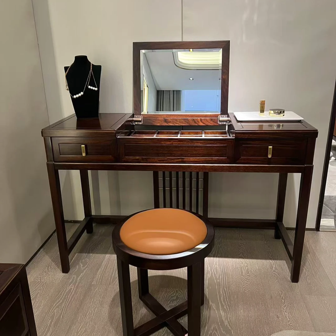 1.2米长梳妆台----时尚轻奢现代黑檀全实木新中式梳妆台家用简约