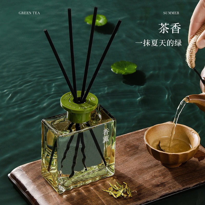 新款茶香水波纹藤条香薰家居卧室香薰摆件持香空气清新剂留香天然