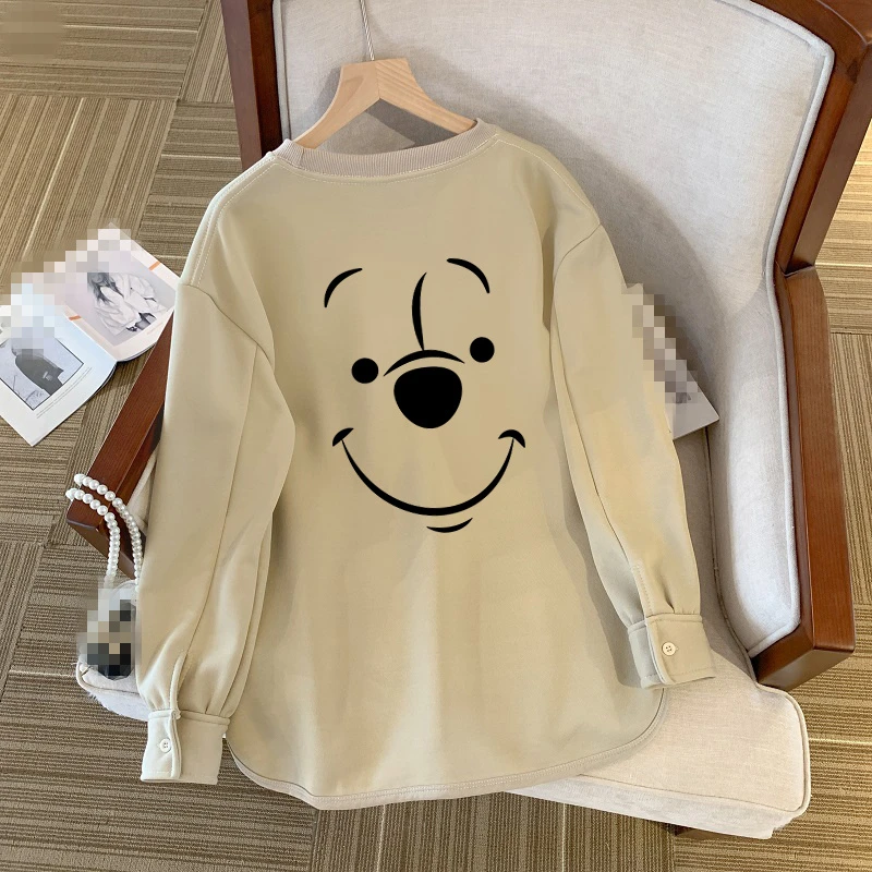新款加绒大码300斤爆款长袖T恤趣味卡通印花宽松高品质百搭打底衫