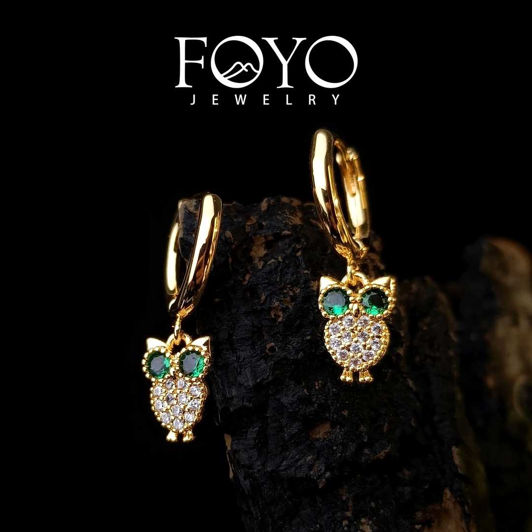 4034 精镶猫头鹰耳坠