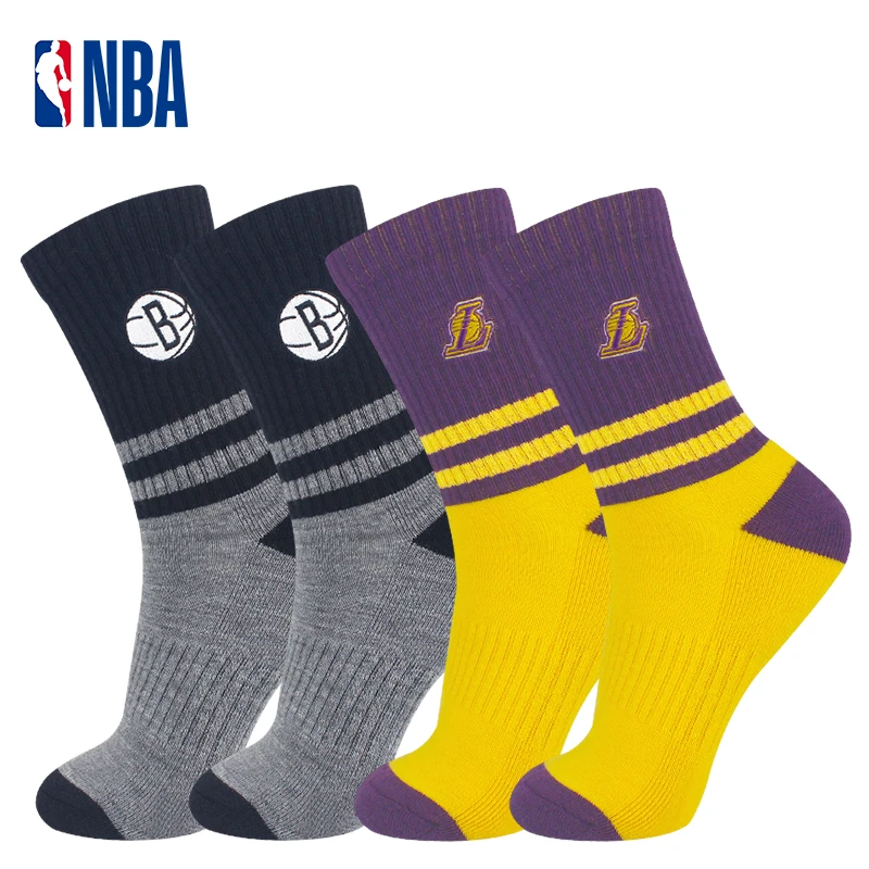 NBA男士高筒羊毛袜秋冬保暖袜加厚毛圈绒篮球袜户外休闲训练耐磨