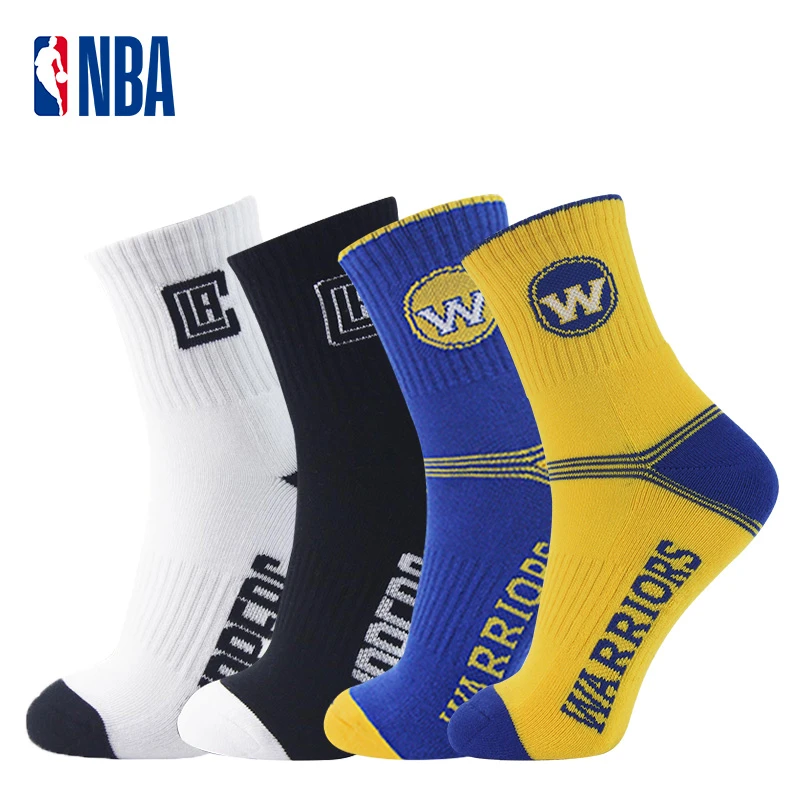 NBA湖人勇士快船热火袜子男士潮流透气篮球袜加厚中筒运动袜4双装