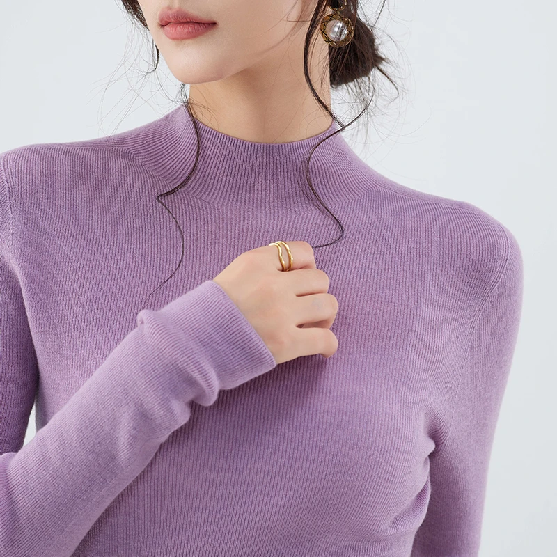 超软美丽诺无缝100%羊毛衫半高领上衣超细薄款百搭弹力修身打底衫