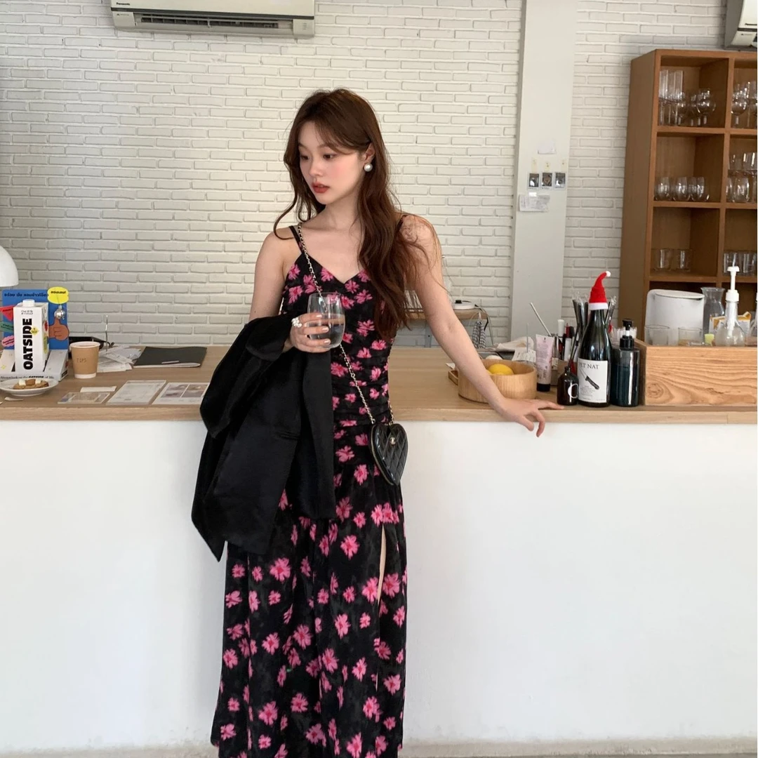 2024纯欲吊带裙性感显瘦碎花连衣裙C0656