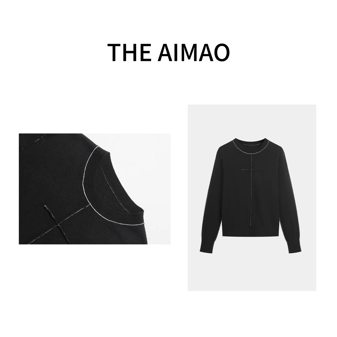 【设计美学】“线条美学”精纺糯感羊毛12针混纺反缝线毛衣XYX81470