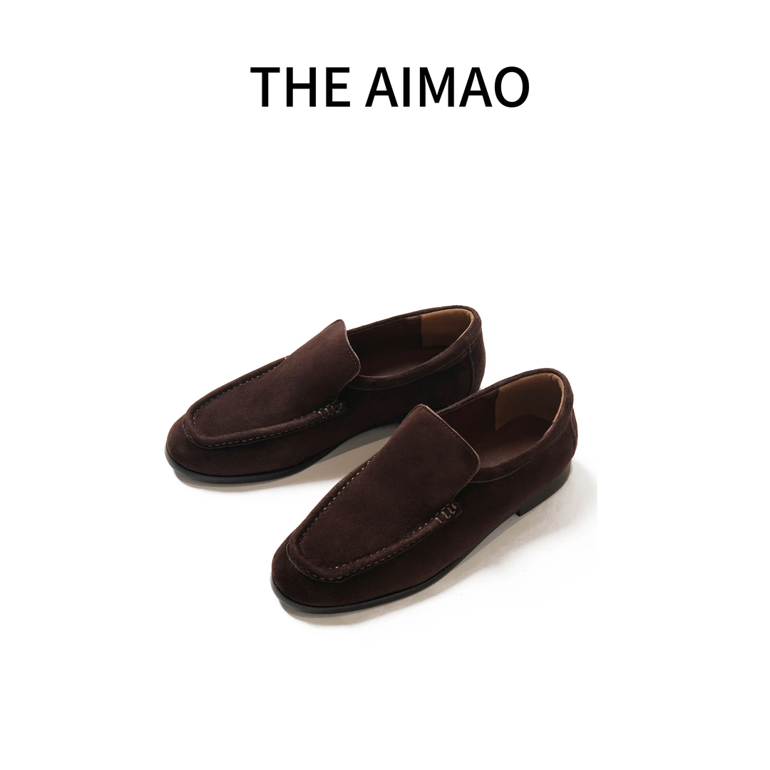 【THEAIMAO】“英伦复古”羊猄皮反绒鞋面羊皮平底乐福鞋XYX81520