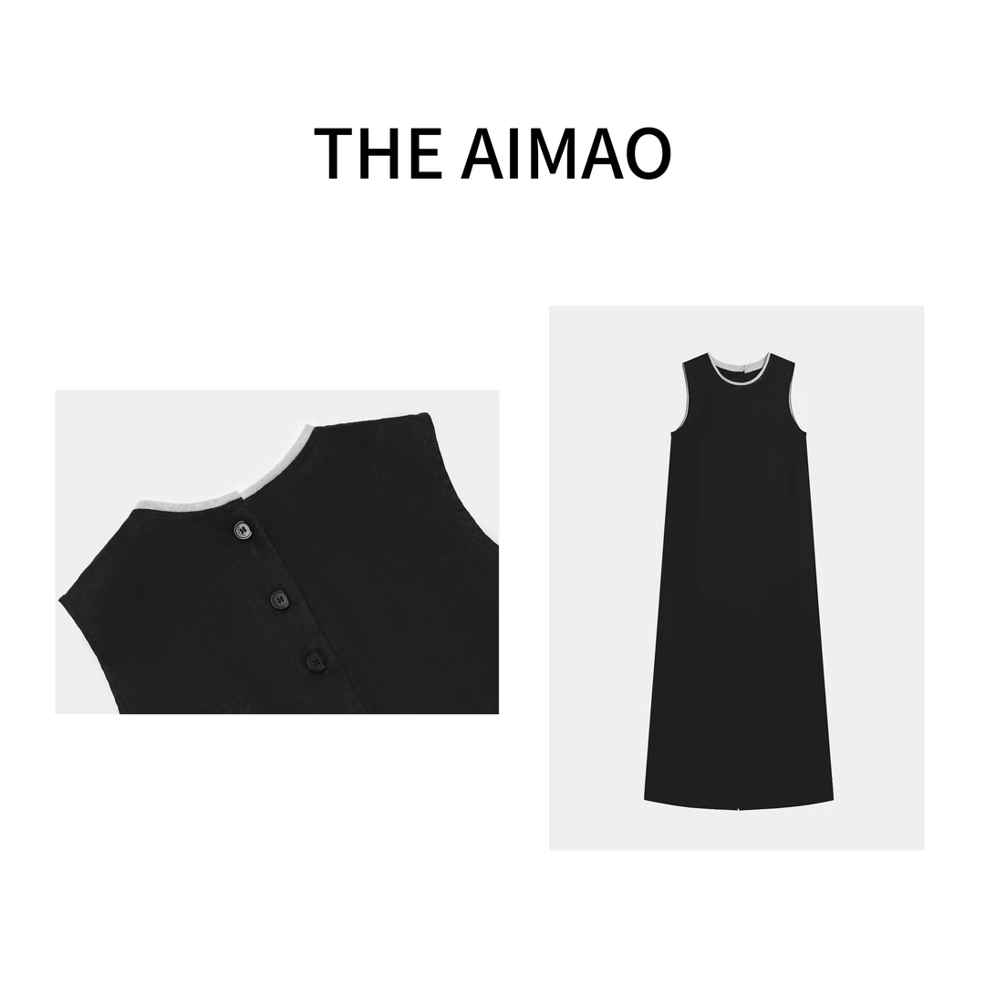 【THE AIMAO】’雅绅风格” 100亚麻纯色显瘦女装连衣裙 XYX80710