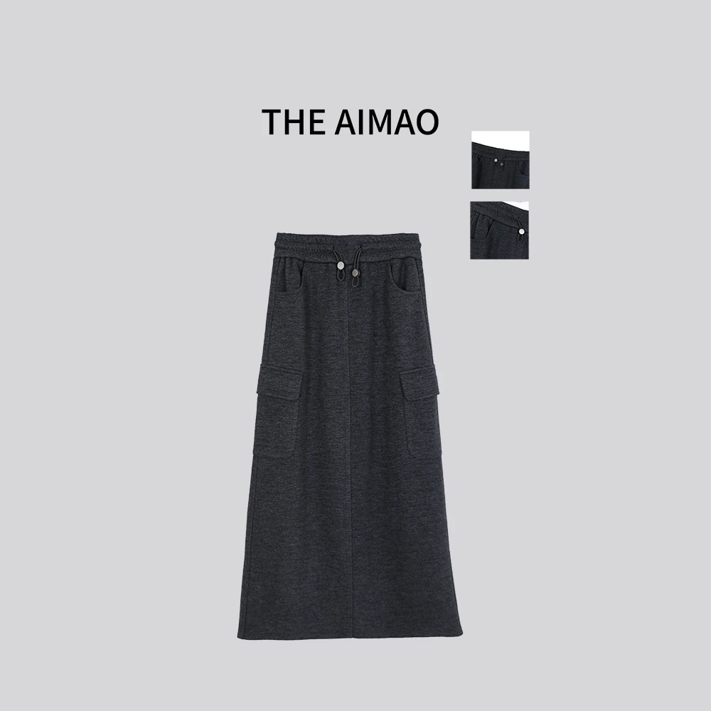 THE AIMAO【都市格调】高腰中长款包臀半身裙气质百搭XYX24Q90001